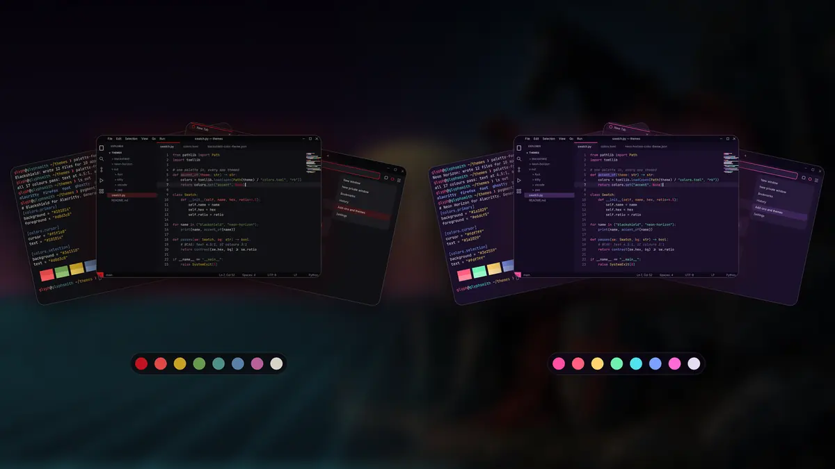 Palette Forge theme previews