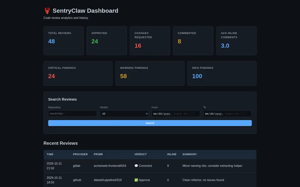 SentryClaw screenshot